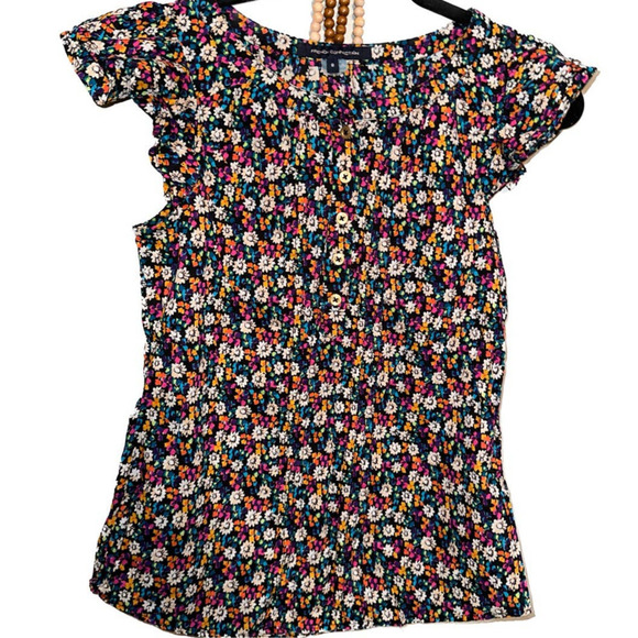 French Connection Floral Ruffle Sleeve Blouse - Size 0 / XS - Picture 1 of 3